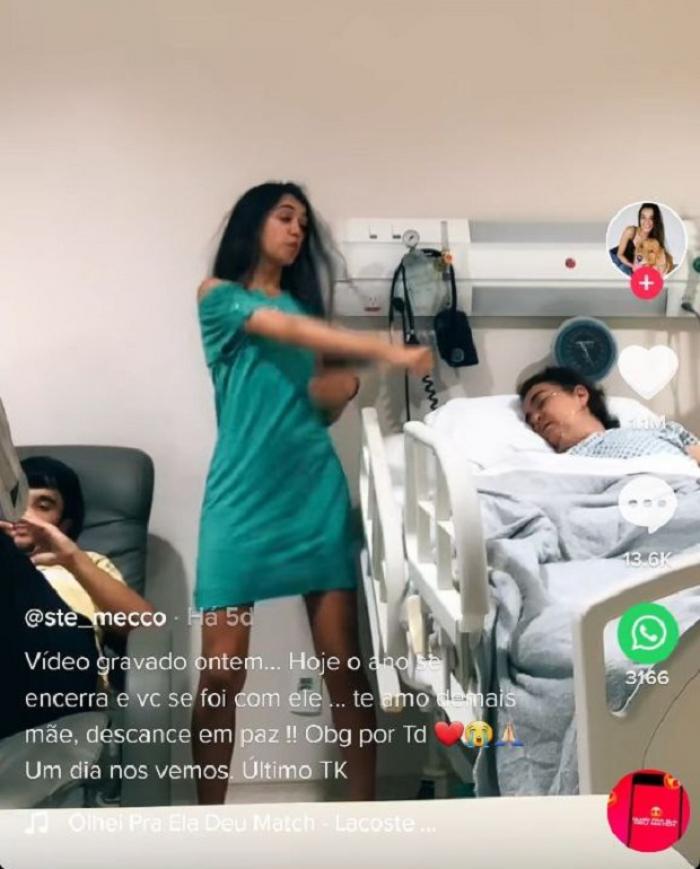 Influencer viraliza ao dançar ao lado do leito da mãe em hospital e rebate ataques