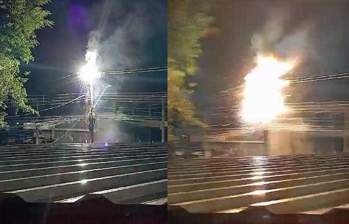 Poste explode, deixando moradores sem energia na Santa Amélia, em Maceió