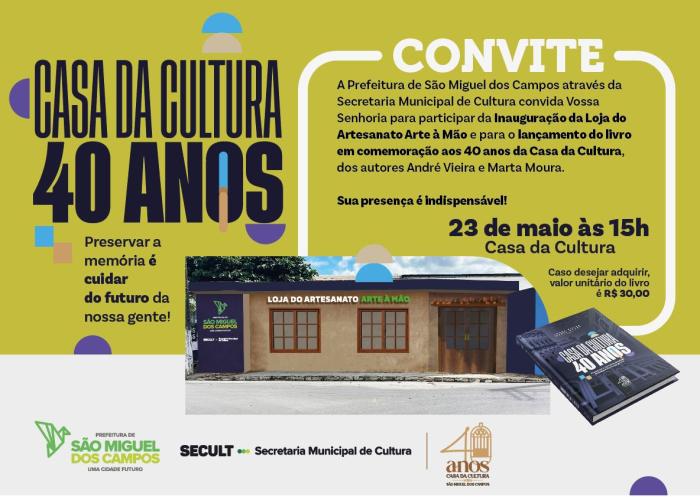 Casa de Cultura de São Miguel dos Campos, lança livro sobre sua história nesta Quinta